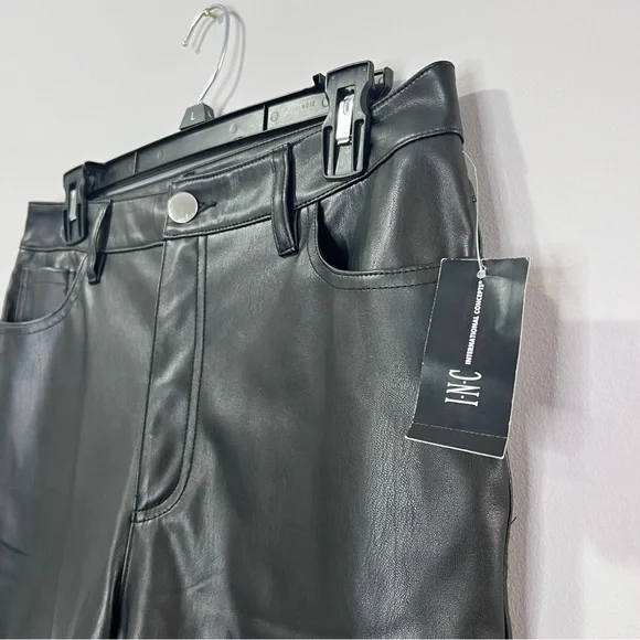 I.N.C International Concepts Women Size 10 Faux Leather Straight Leg Pants Black - Picture 4 of 9